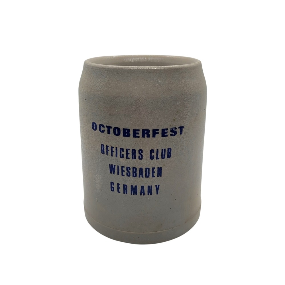 Vintage‎ Oktoberfest Officers Club Wiesbaden Germany Beer Stein 0.5L Grey Blue